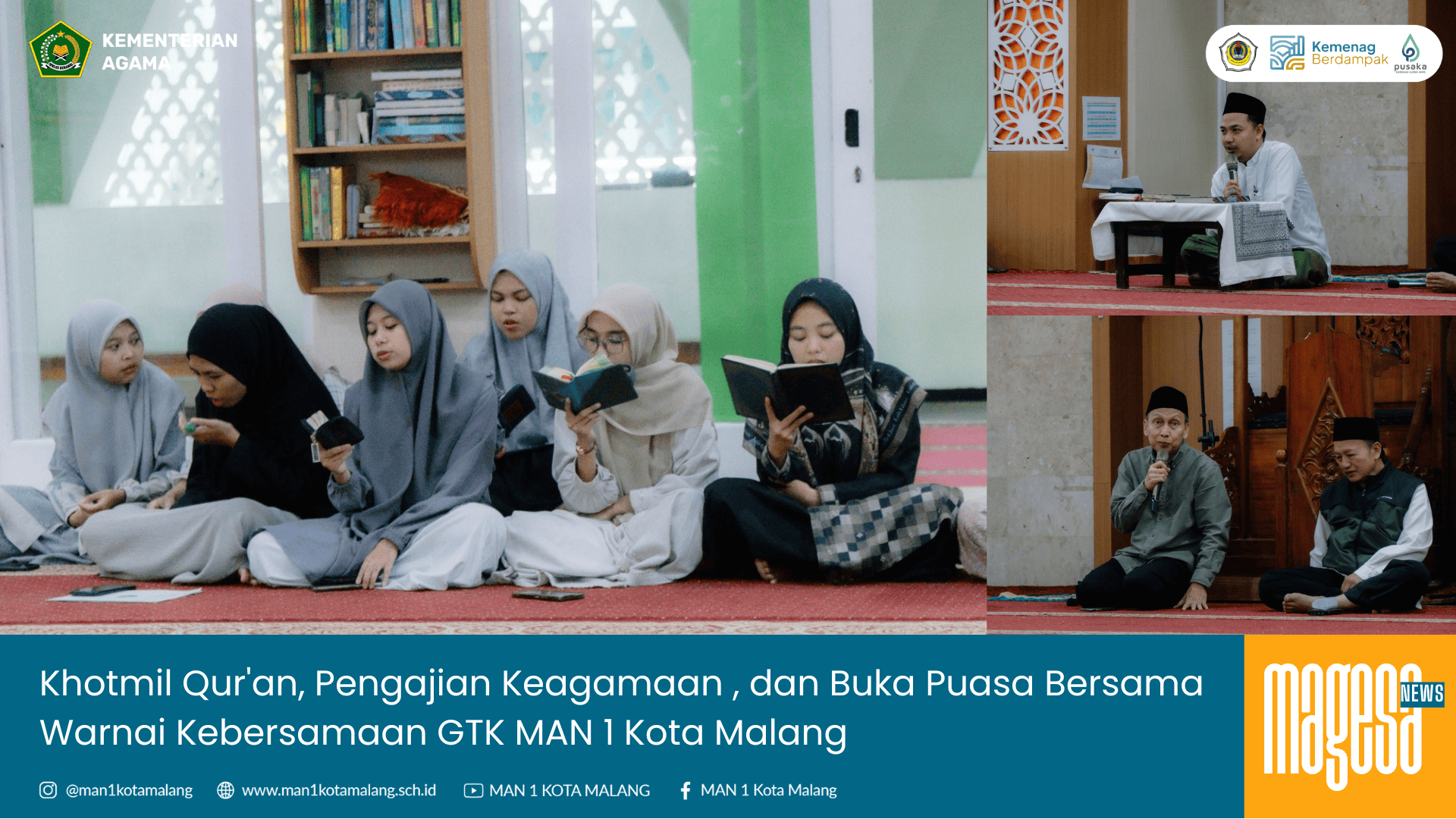 Khotmil Qur'an, Pengajian Keagamaan, dan Buka Puasa Bersama Warnai Kebersamaan GTK MAN 1 Kota Malang 