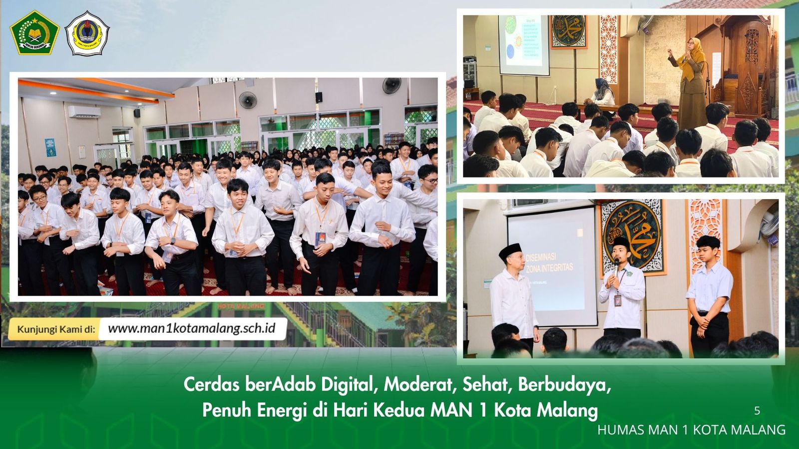 Cerdas berAdab Digital, Moderat, Sehat, Berbudaya, Penuh Energi di Hari Kedua MAN 1 Kota Malang