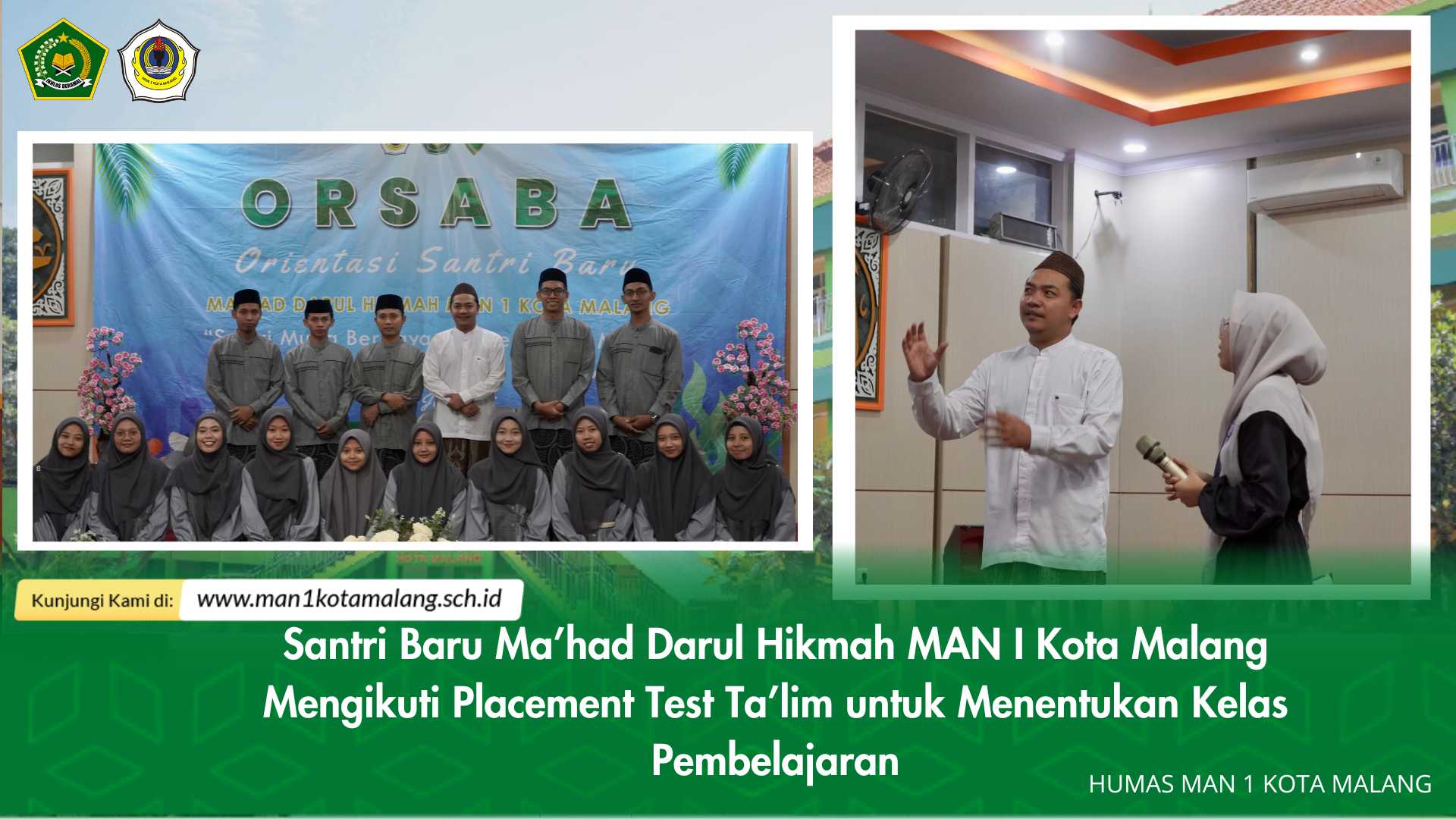 Santri Baru Ma’had Darul Hikmah MAN I Kota Malang Mengikuti Placement Test Ta’lim untuk Menentukan Kelas Pembelajaran