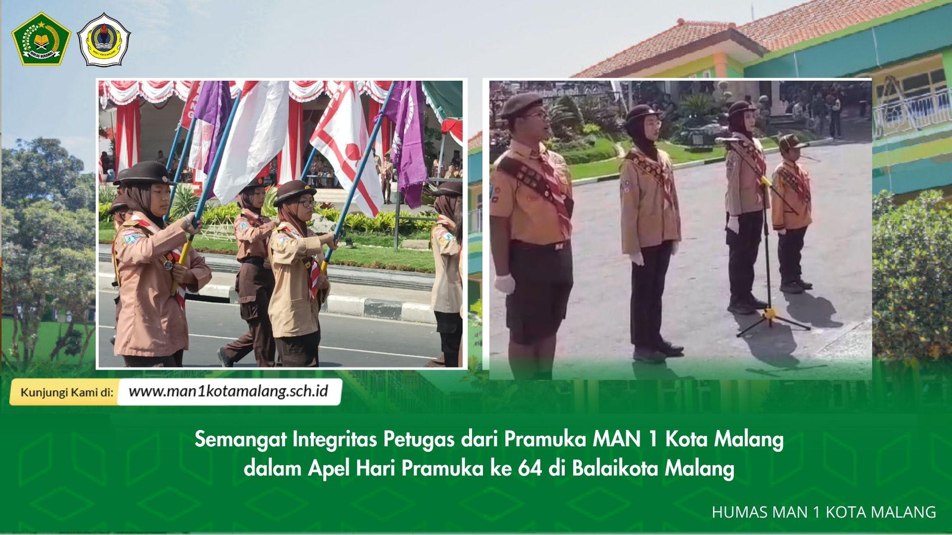 Semangat Integritas Petugas dari Pramuka MAN 1 Kota Malang dalam Apel Hari Pramuka ke 64 di Balaikota Malang