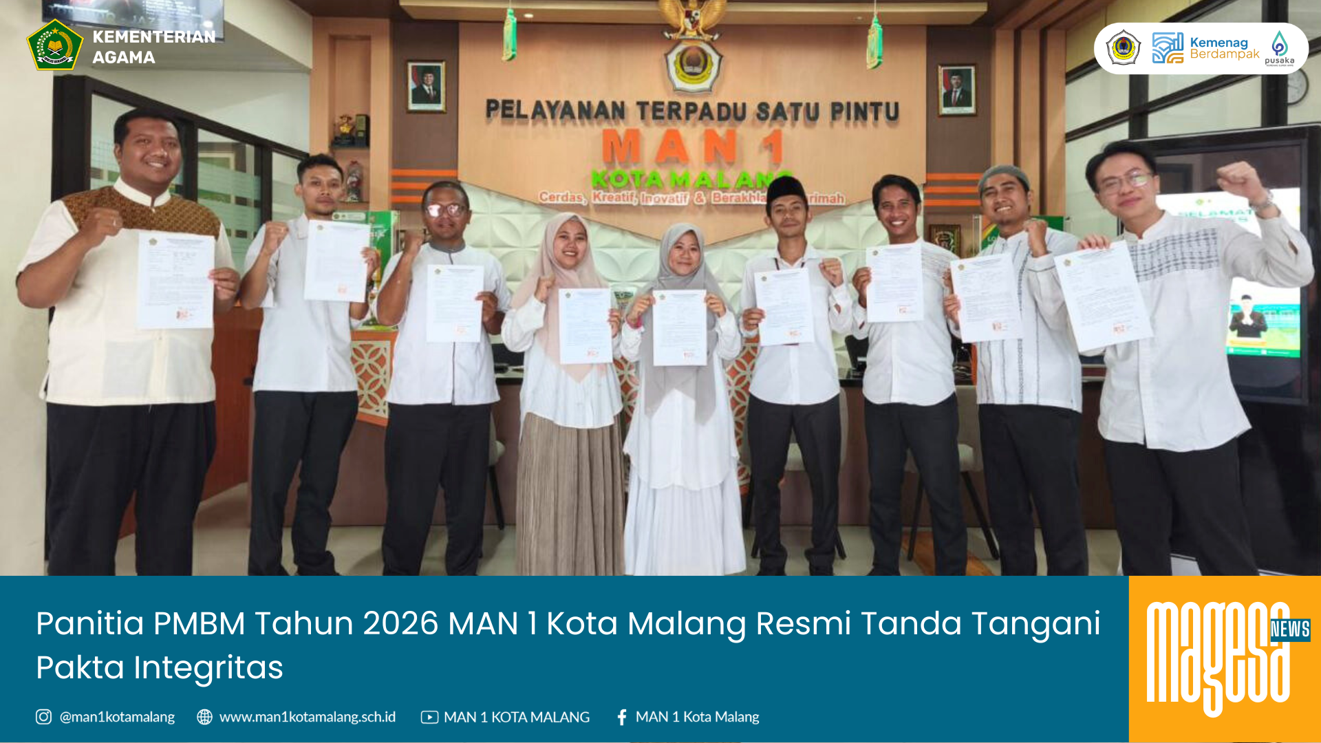 Panitia PMBM Tahun 2026 MAN 1 Kota Malang Resmi Tanda Tangani Pakta Integritas 