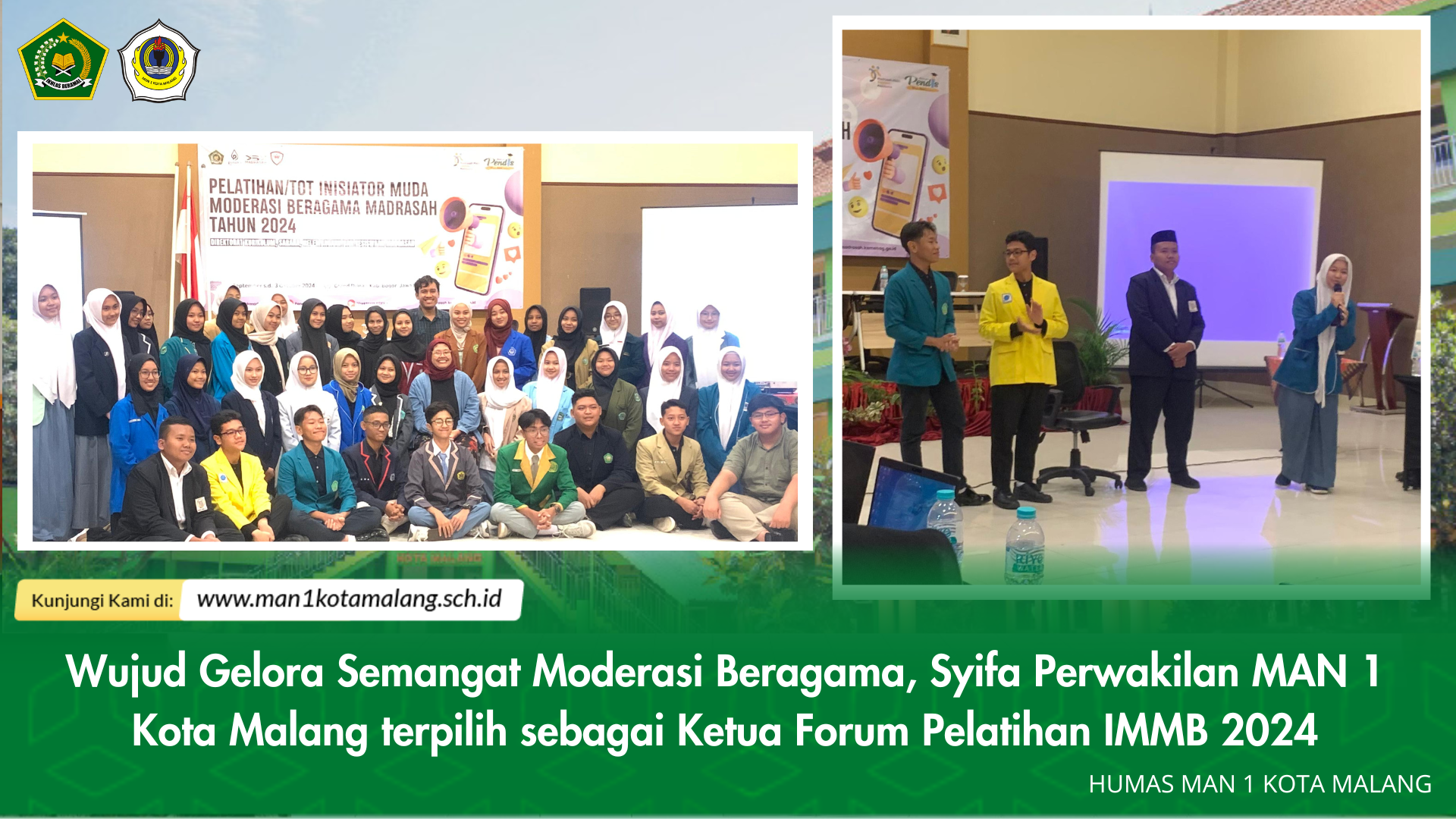 Wujud Gelora Semangat Moderasi Beragama, Syifa Perwakilan MAN 1 Kota Malang terpilih sebagai Ketua Forum Pelatihan IMMB 2024