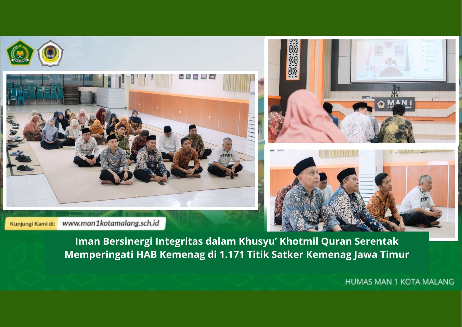 Iman Bersinergi Integritas dalam Khusyu' Khotmil Quran Serentak memperingati HAB Kemenag 79 di 1.171 Titik Satker Kantor Wilayah Kementerian Agama Jawa Timur