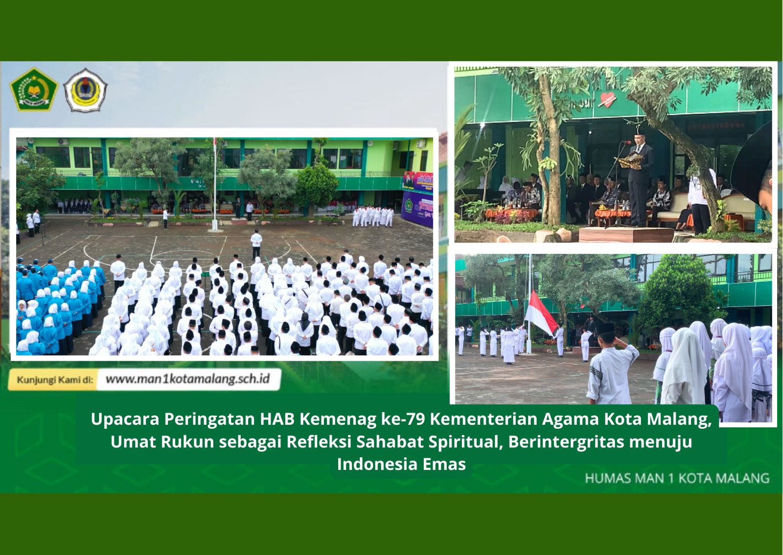Upacara HAB 79 Kemenag Kota Malang, umat rukun sebagai upaya menjadi sahabat spiritual, berintegritas menuju Indonesia Emas