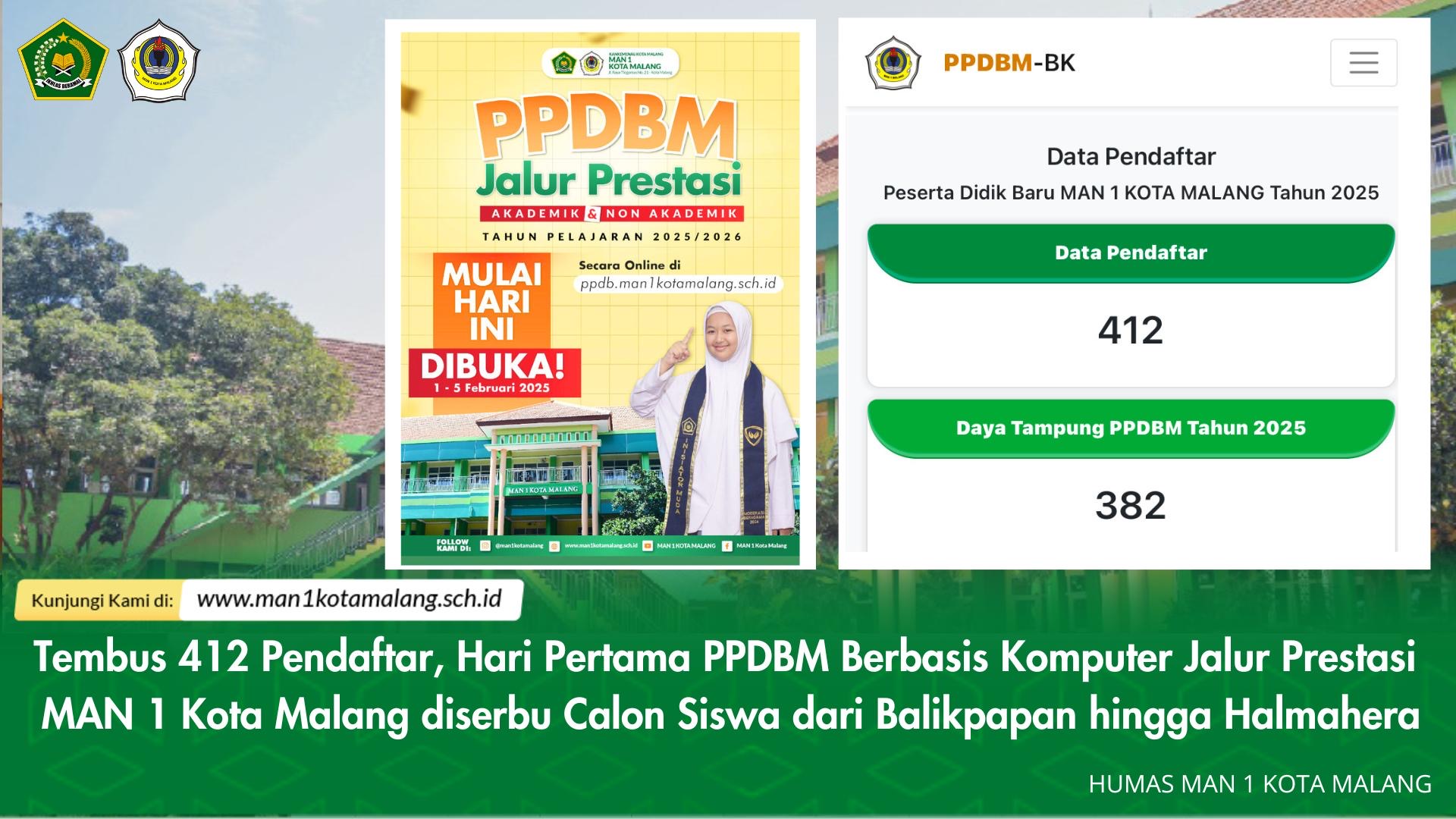 Tembus 412 Pendaftar, Hari Pertama PPDBM Berbasis Komputer Jalur Prestasi  MAN 1 Kota Malang diserbu Calon Siswa dari Balikpapan hingga Halmahera