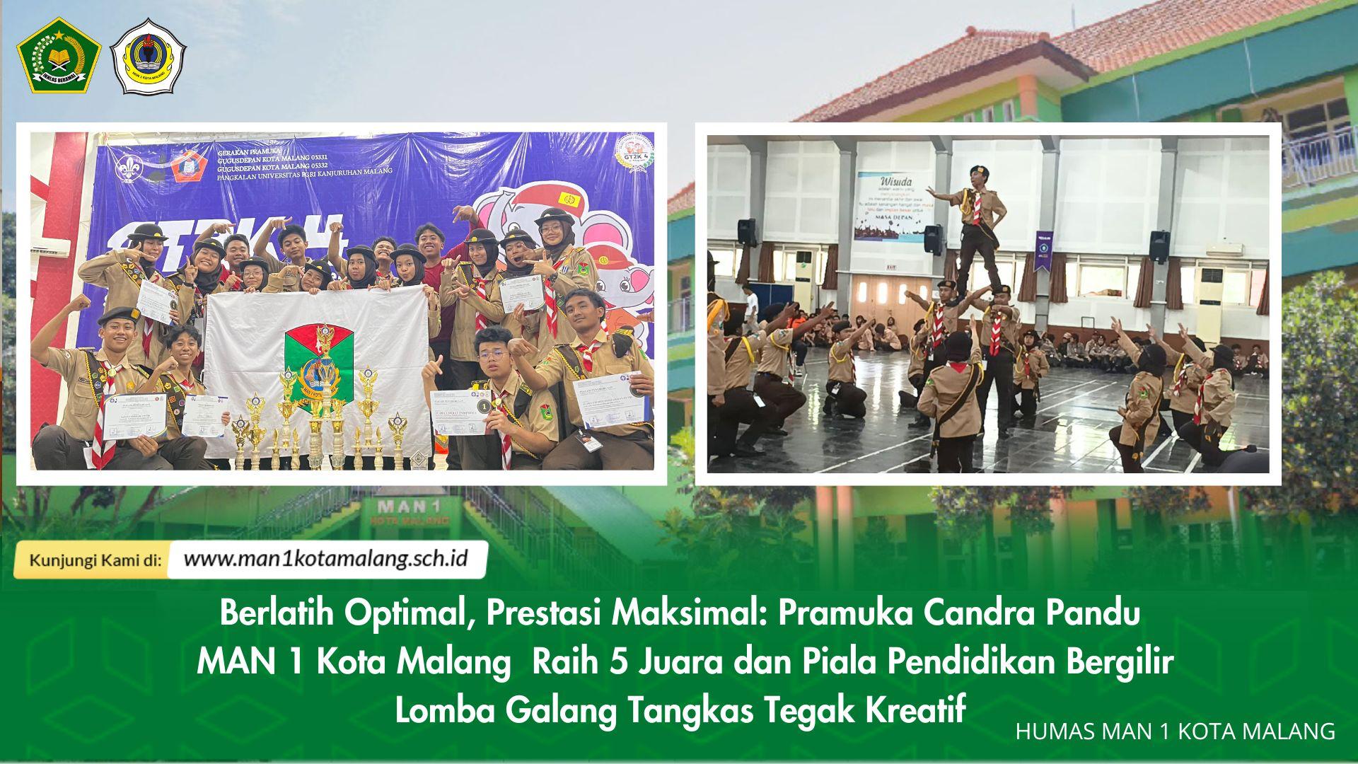 Berlatih Optimal, Prestasi Maksimal: Pramuka Candra Pandu  MAN 1 Kota Malang  Raih 5 Juara dan Piala Pendidikan Bergilir Lomba Galang Tangkas Tegak Kreatif