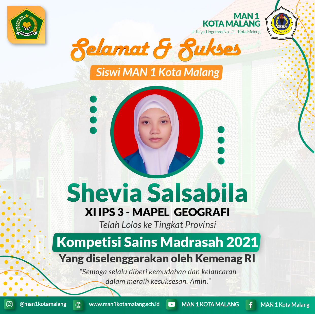 MAN 1 KOTA MALANG JUARA III PADA KSM-K TAHUN 2021